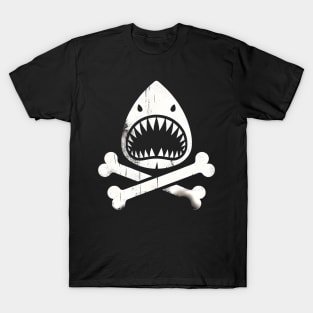 Jolly Roger Pirateflag Shark Skull Crossbones T-Shirt